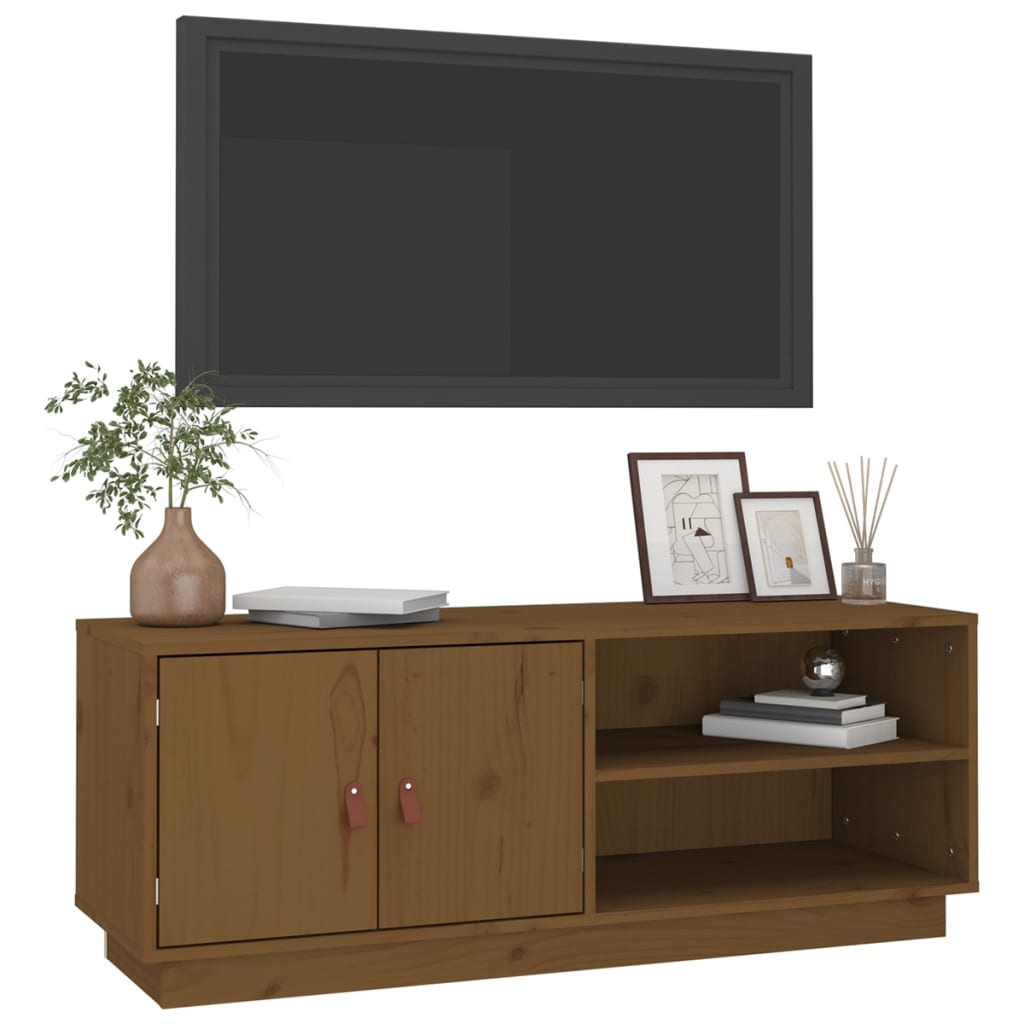 Meuble TV Marron miel 105x34x40 cm Bois de pin massif - XIOS