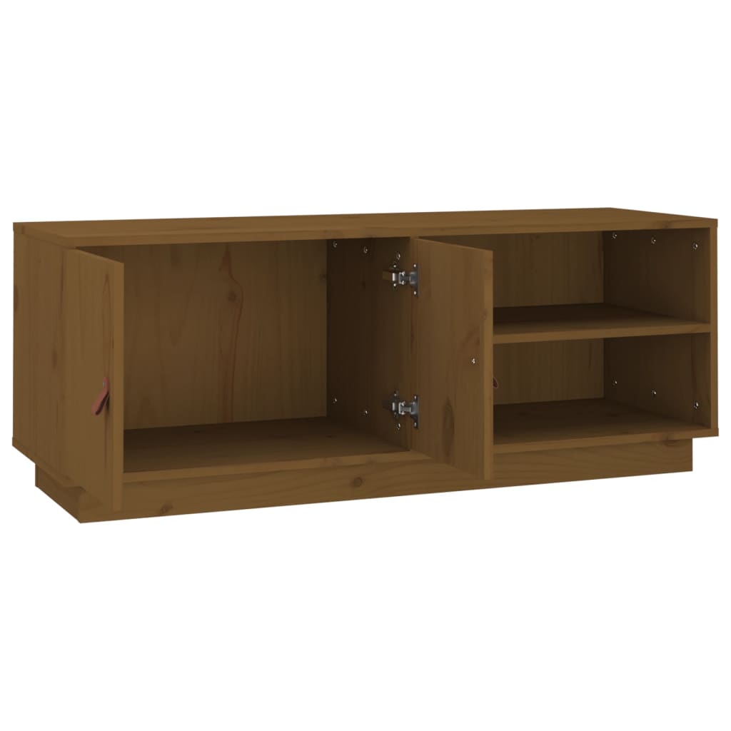 Meuble TV Marron miel 105x34x40 cm Bois de pin massif - XIOS