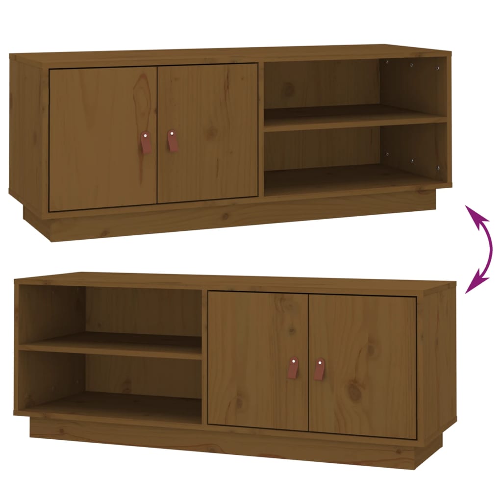 Meuble TV Marron miel 105x34x40 cm Bois de pin massif - XIOS
