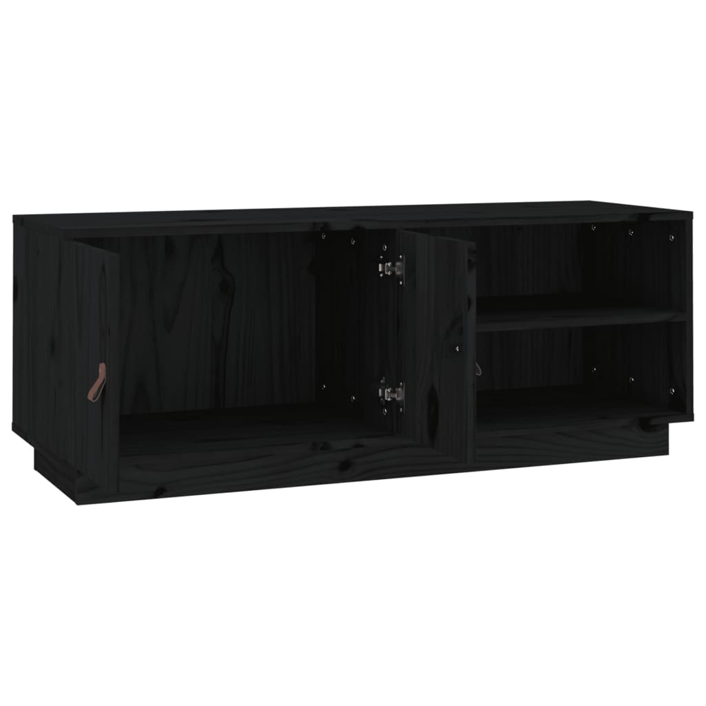 Meuble TV Noir 105x34x40 cm Bois de pin massif - XIOS