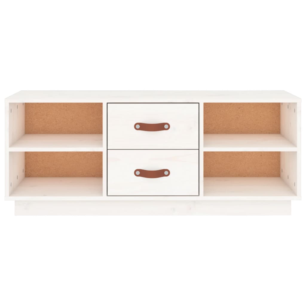 Meuble TV Blanc 100x34x40 cm Bois de pin massif - XIOS