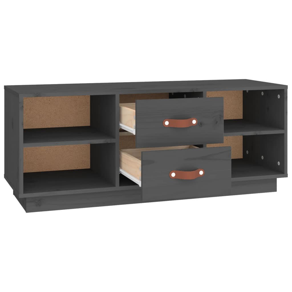 Meuble TV Gris 100x34x40 cm Bois de pin massif - XIOS