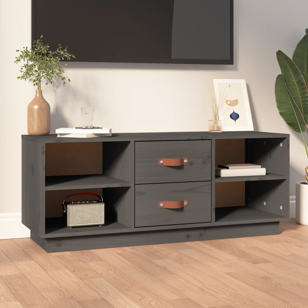 Meuble TV Gris 100x34x40 cm Bois de pin massif - XIOS