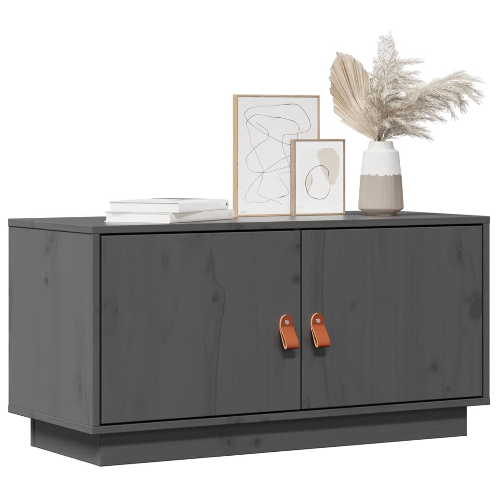 Meuble TV Gris 80x34x40 cm Bois de pin massif - XIOS