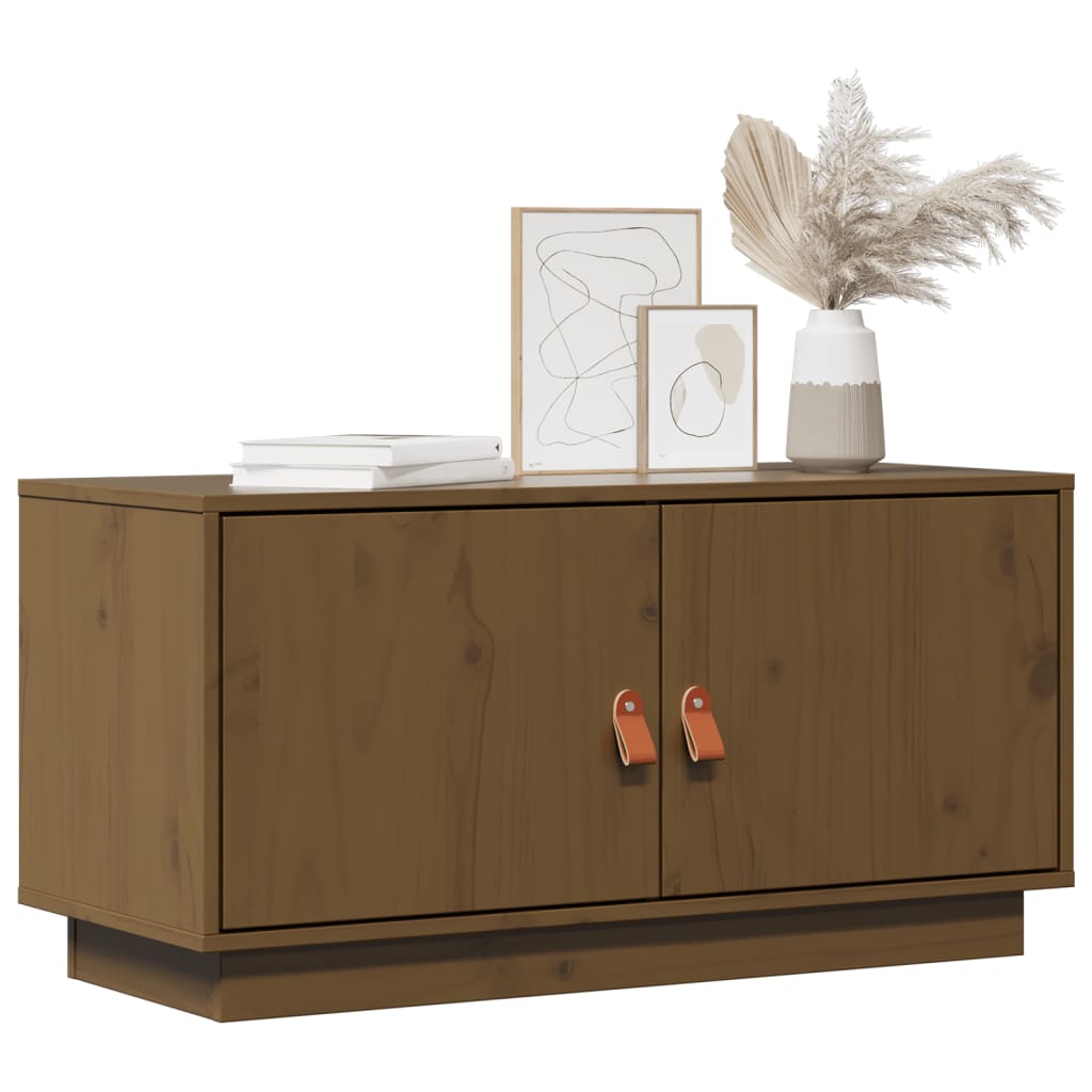 Meuble TV Marron miel 80x34x40 cm Bois de pin massif - XIOS