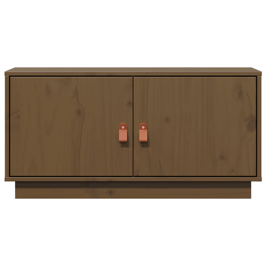 Meuble TV Marron miel 80x34x40 cm Bois de pin massif - XIOS