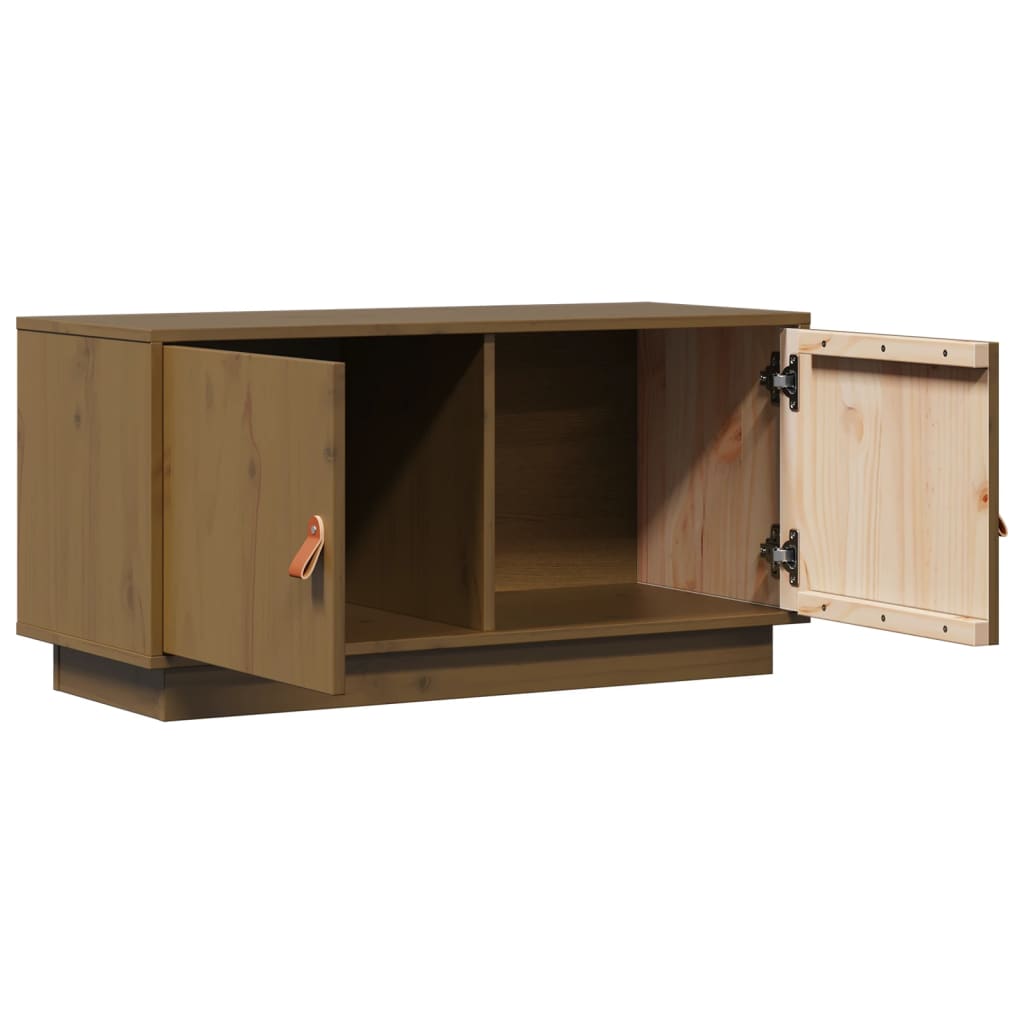Meuble TV Marron miel 80x34x40 cm Bois de pin massif - XIOS