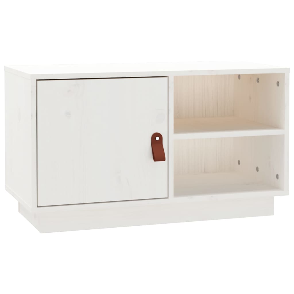 Meuble TV Blanc 70x34x40 cm Bois de pin massif - XIOS
