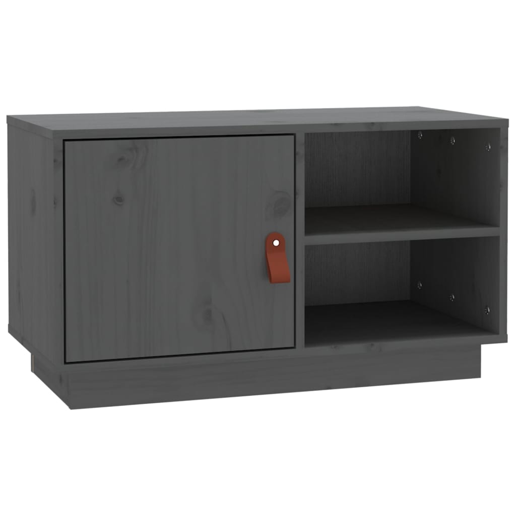 Meuble TV Gris 70x34x40 cm Bois de pin massif - XIOS