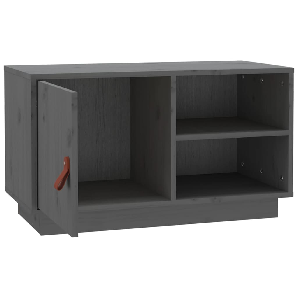 Meuble TV Gris 70x34x40 cm Bois de pin massif - XIOS