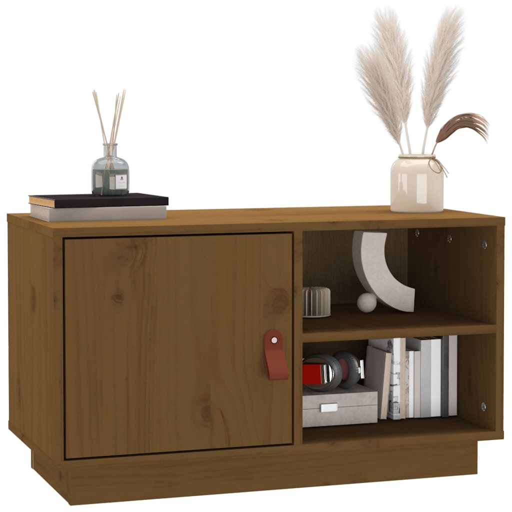 Meuble TV Marron miel 70x34x40 cm Bois de pin massif - XIOS