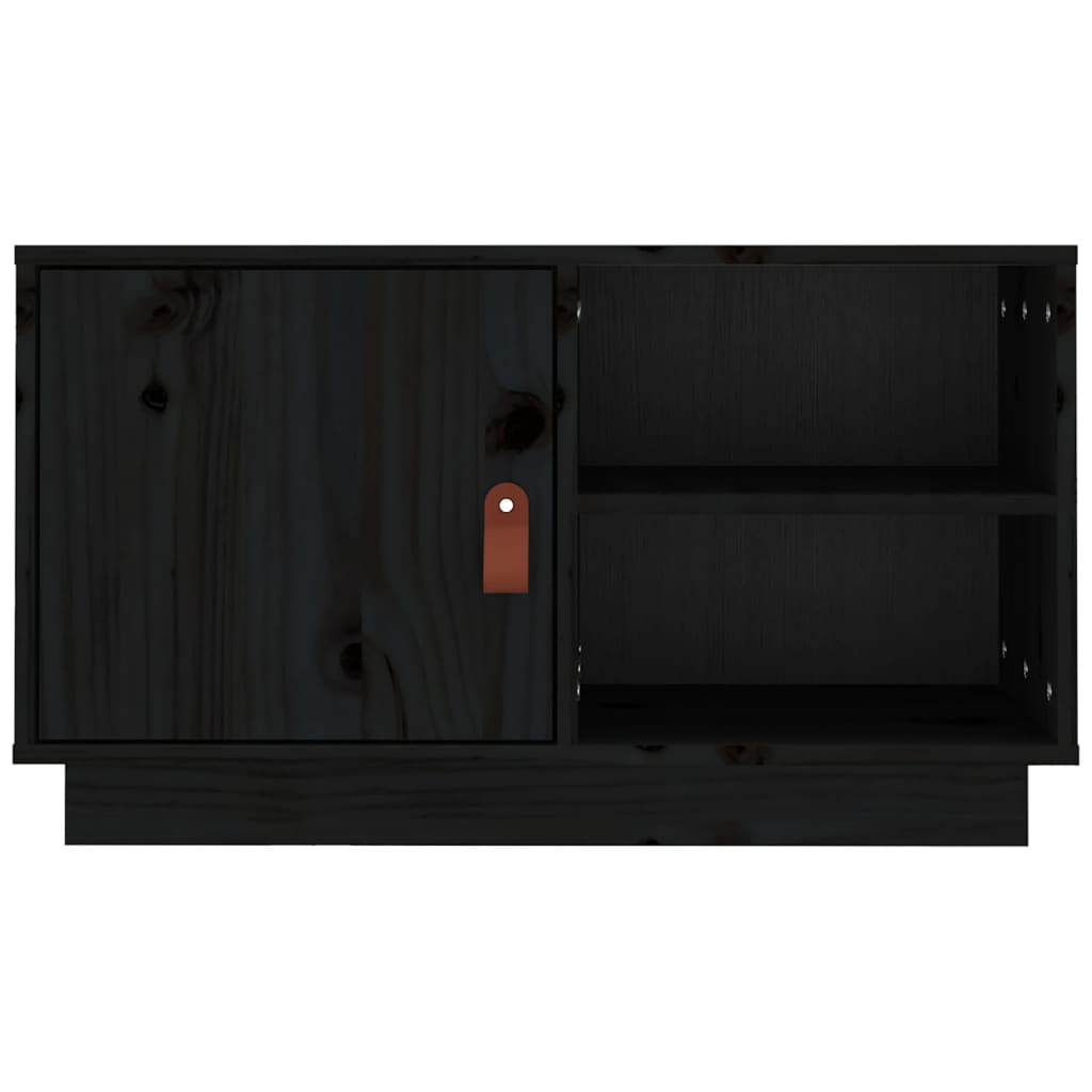 Meuble TV Noir 70x34x40 cm Bois de pin massif - XIOS