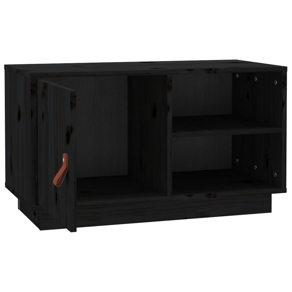 Meuble TV Noir 70x34x40 cm Bois de pin massif - XIOS