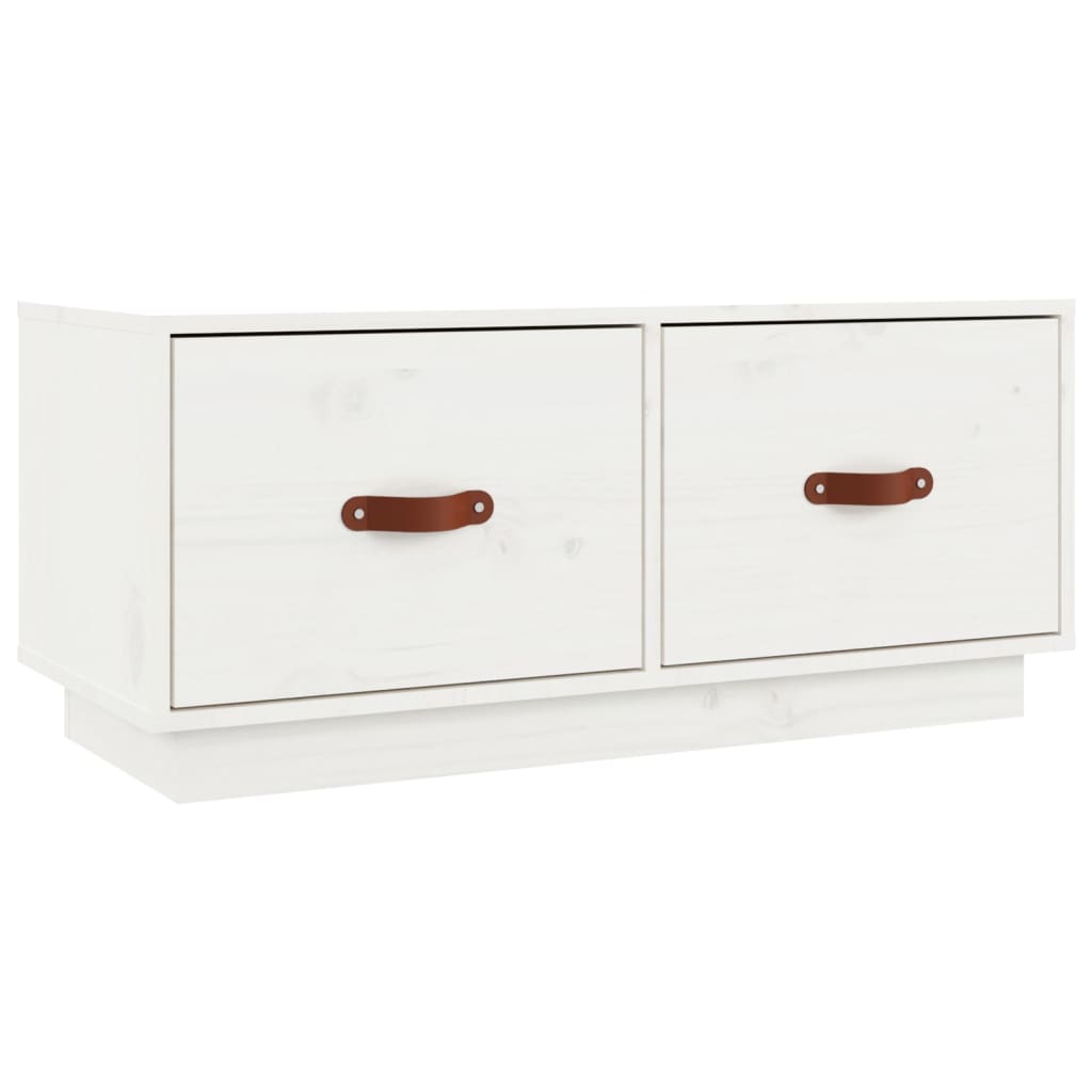 Meuble TV Blanc 80x34x35 cm Bois de pin massif - XIOS