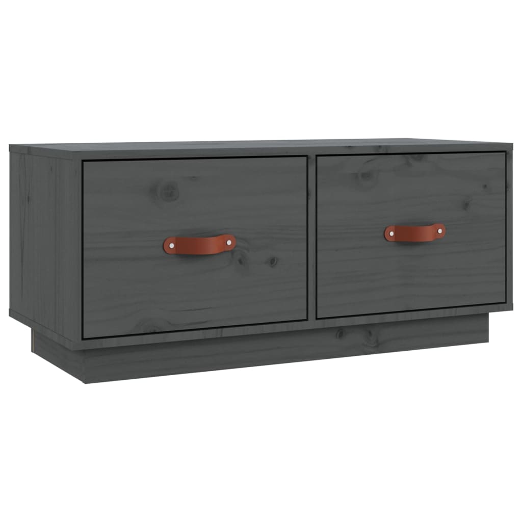 Meuble TV Gris 80x34x35 cm Bois de pin massif - XIOS