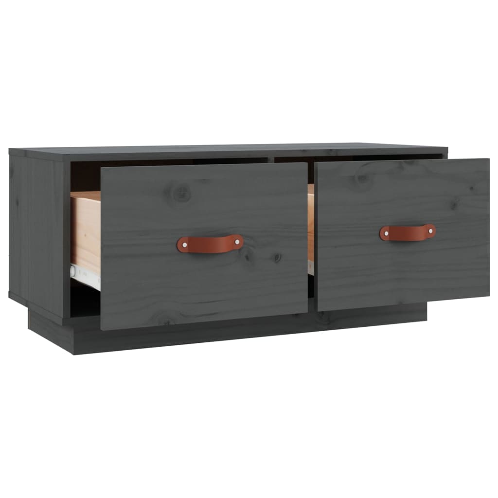 Meuble TV Gris 80x34x35 cm Bois de pin massif - XIOS