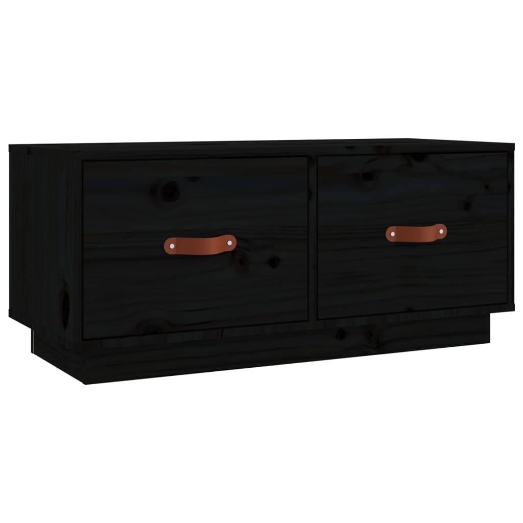 Meuble TV Noir 80x34x35 cm Bois de pin massif - XIOS