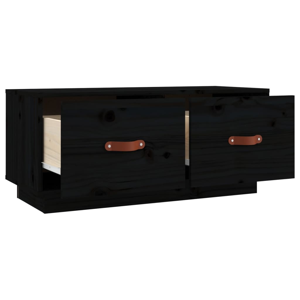 Meuble TV Noir 80x34x35 cm Bois de pin massif - XIOS