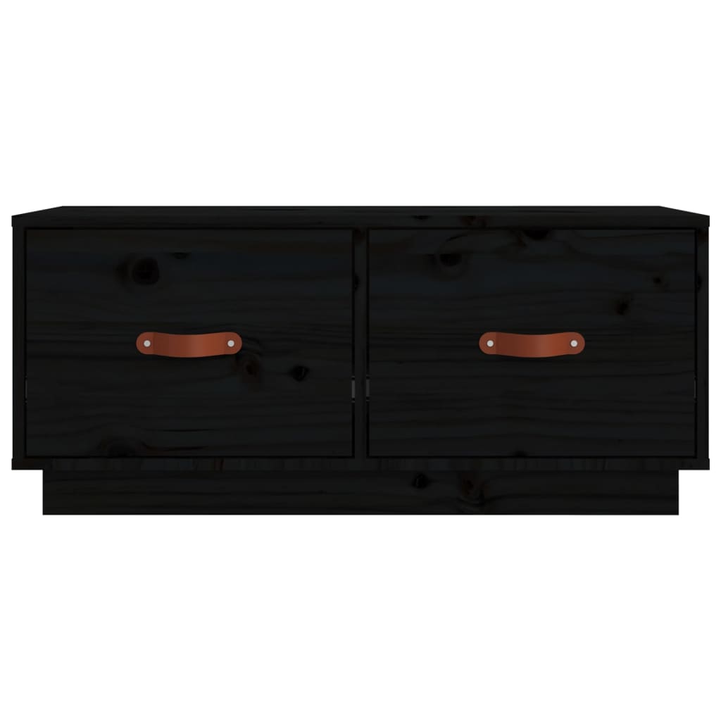 Meuble TV Noir 80x34x35 cm Bois de pin massif - XIOS