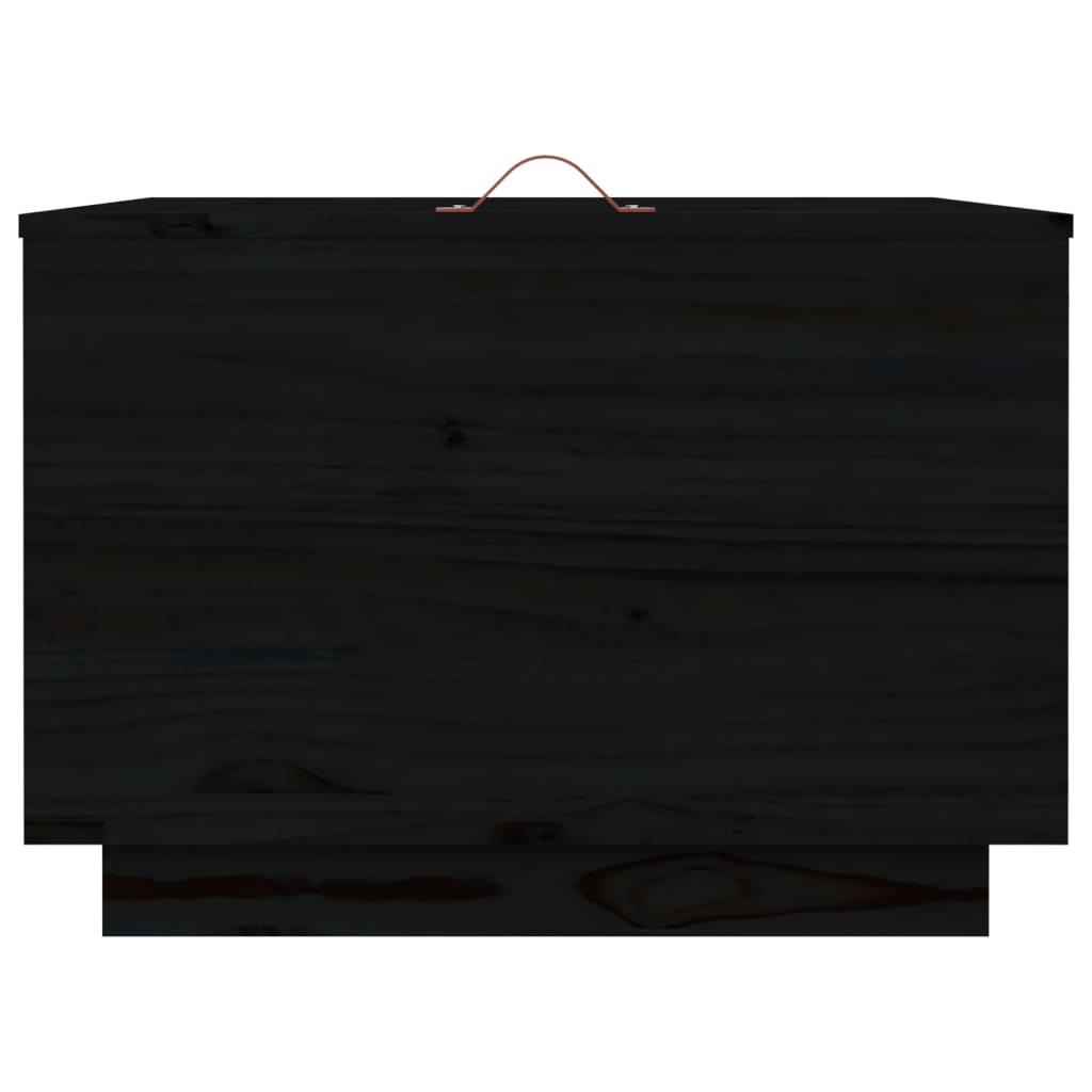 Boîtes de rangement et couvercles 3 pcs Noir Bois massif de pin