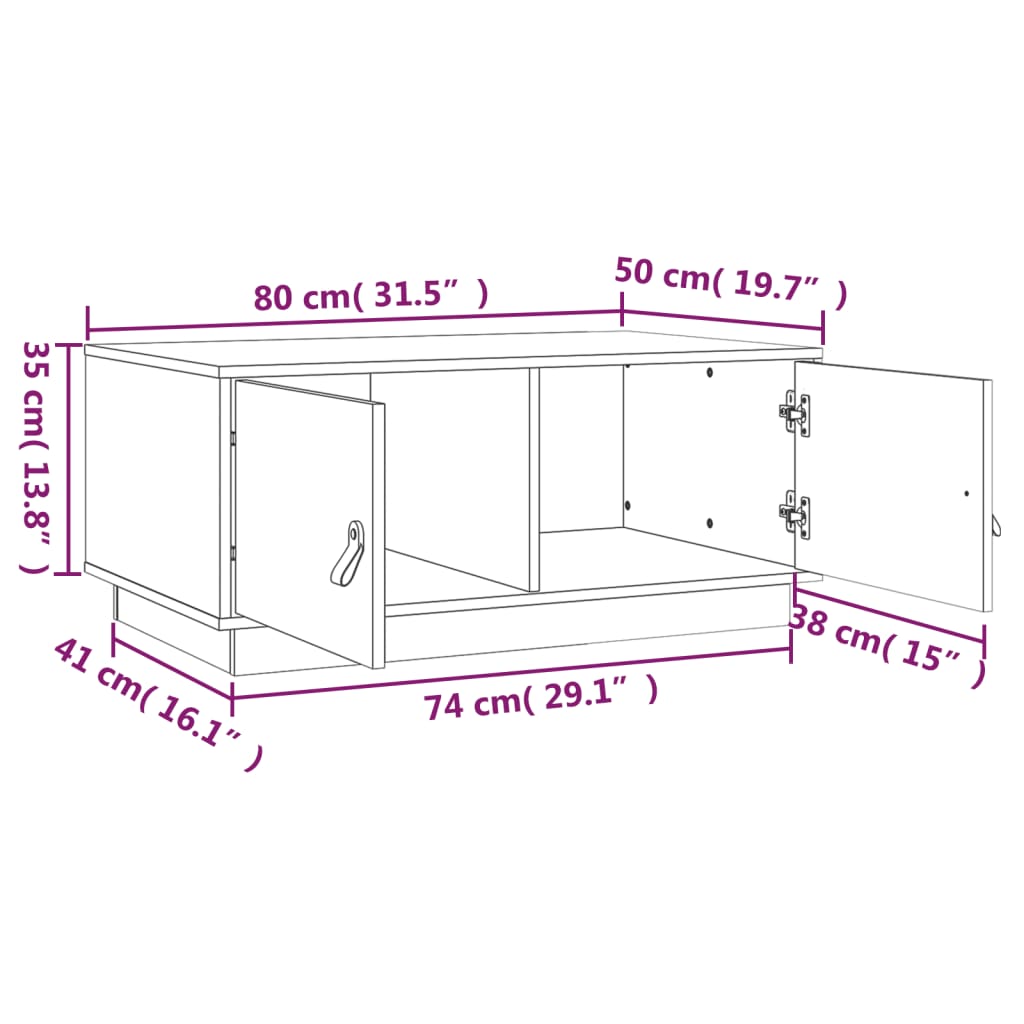 Table basse 80x50x35 cm Bois massif de pin - XIOS
