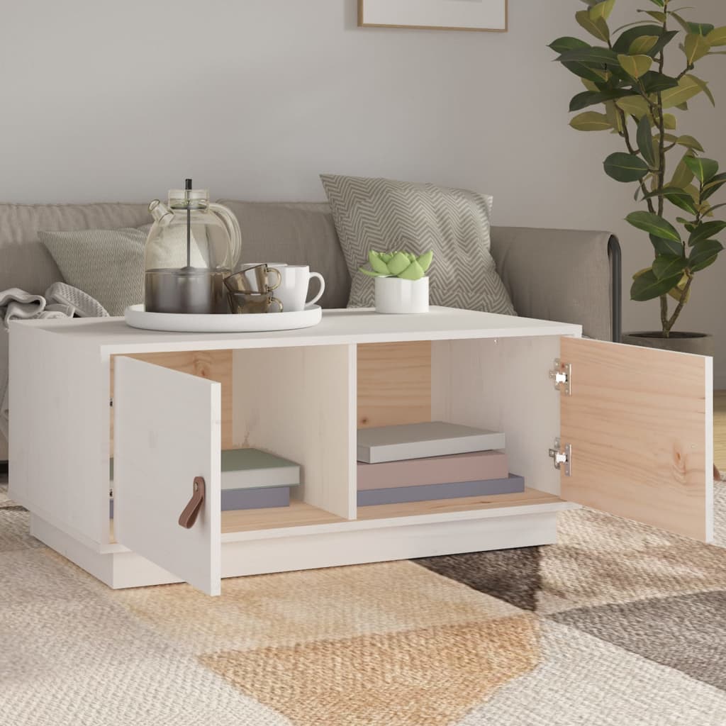 Table basse Blanc 80x50x35 cm Bois massif de pin - XIOS