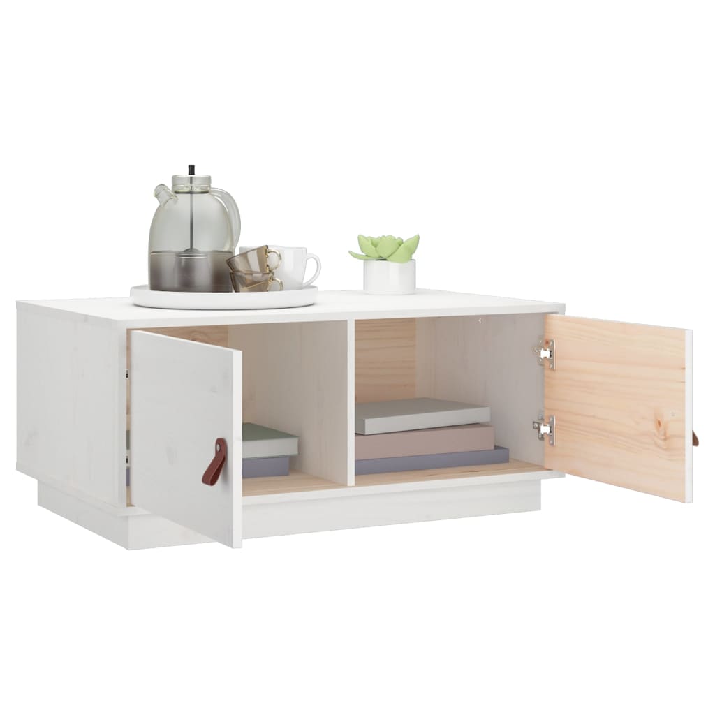 Table basse Blanc 80x50x35 cm Bois massif de pin - XIOS