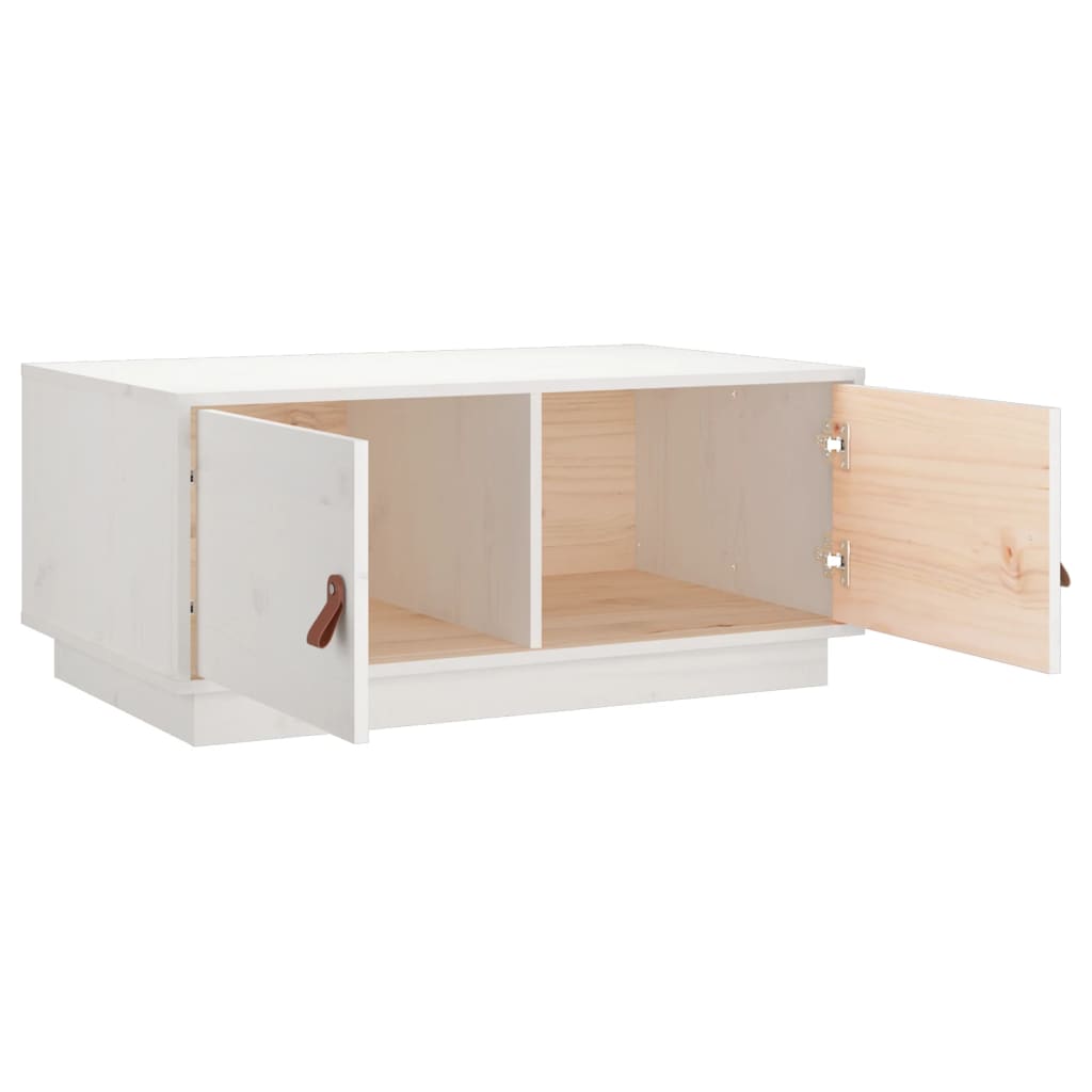 Table basse Blanc 80x50x35 cm Bois massif de pin - XIOS