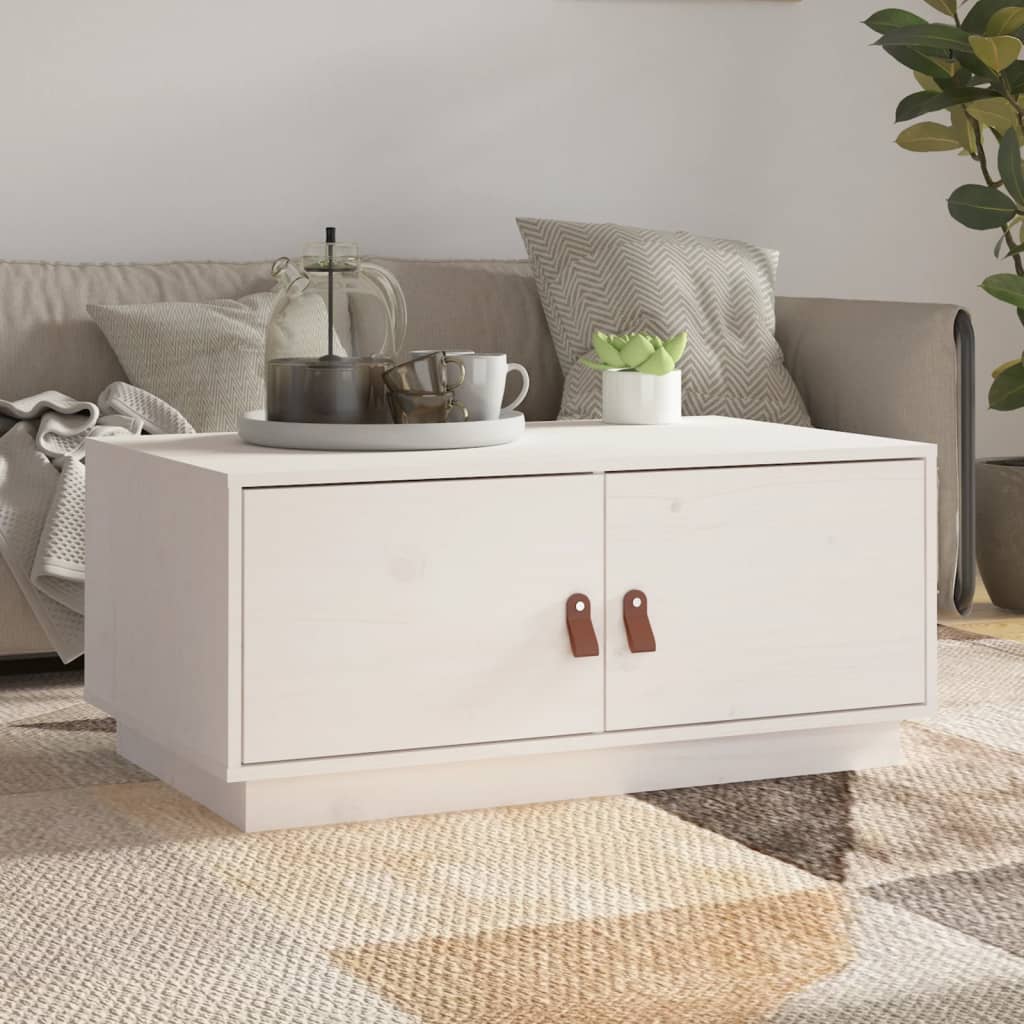 Table basse Blanc 80x50x35 cm Bois massif de pin - XIOS