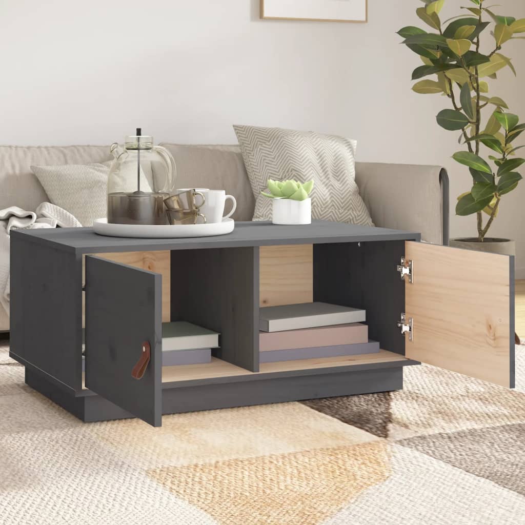 Table basse Gris 80x50x35 cm Bois massif de pin - XIOS