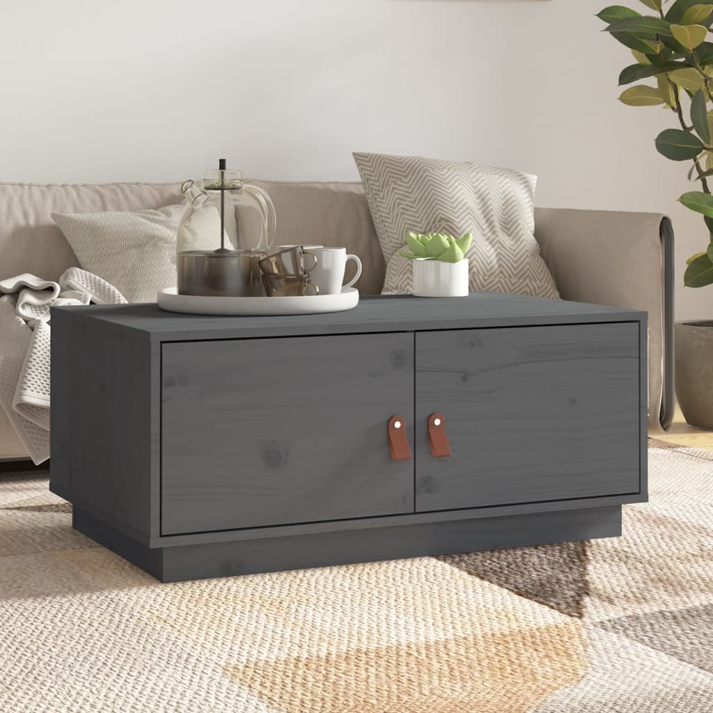 Table basse Gris 80x50x35 cm Bois massif de pin - XIOS