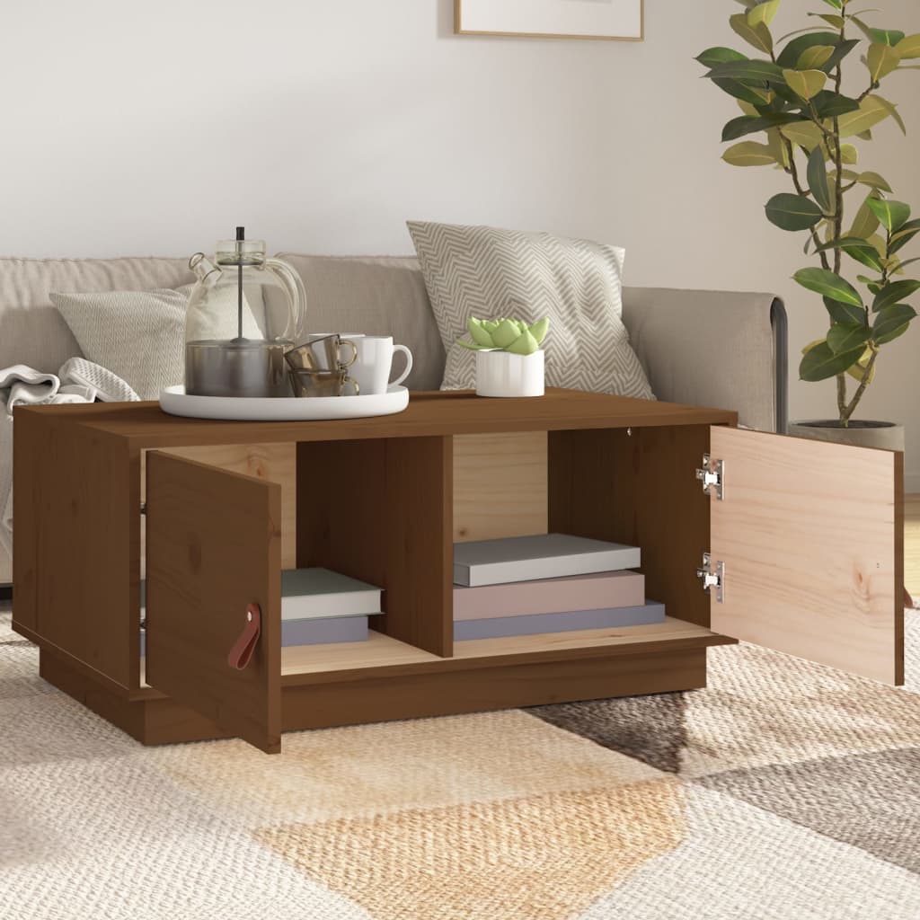 Table basse Marron miel 80x50x35 cm Bois massif de pin - XIOS
