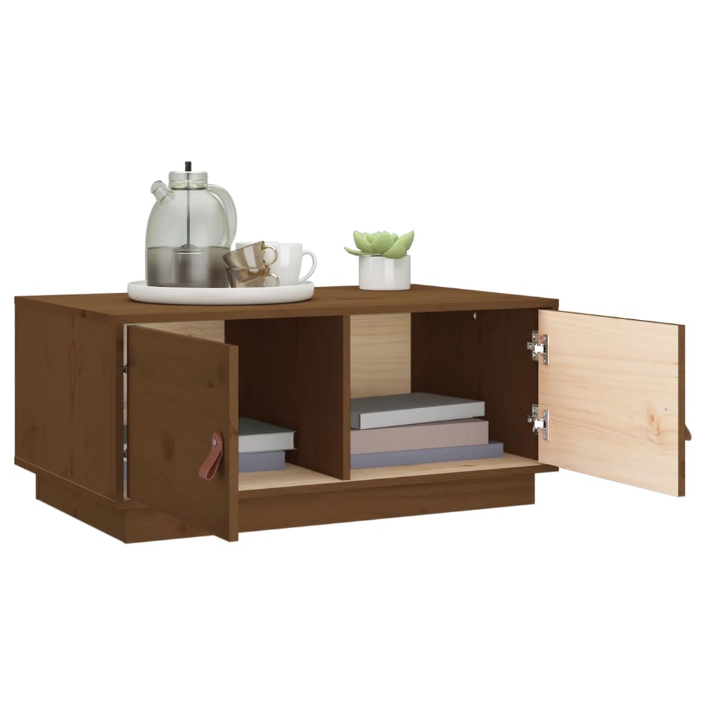Table basse Marron miel 80x50x35 cm Bois massif de pin - XIOS