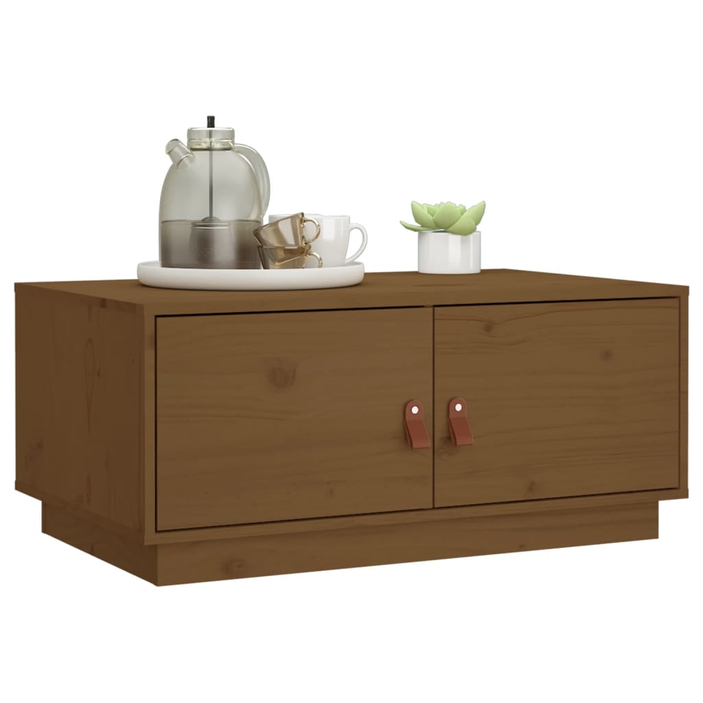 Table basse Marron miel 80x50x35 cm Bois massif de pin - XIOS