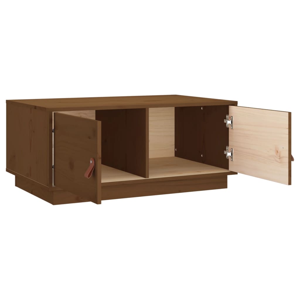 Table basse Marron miel 80x50x35 cm Bois massif de pin - XIOS