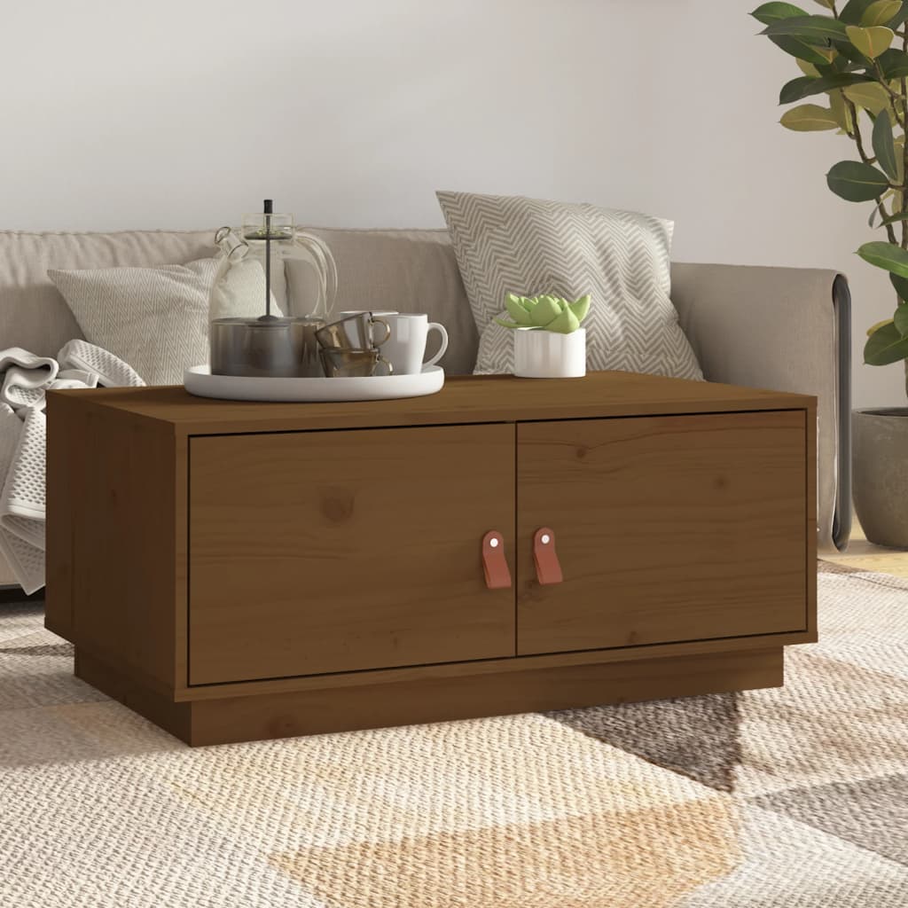 Table basse Marron miel 80x50x35 cm Bois massif de pin - XIOS