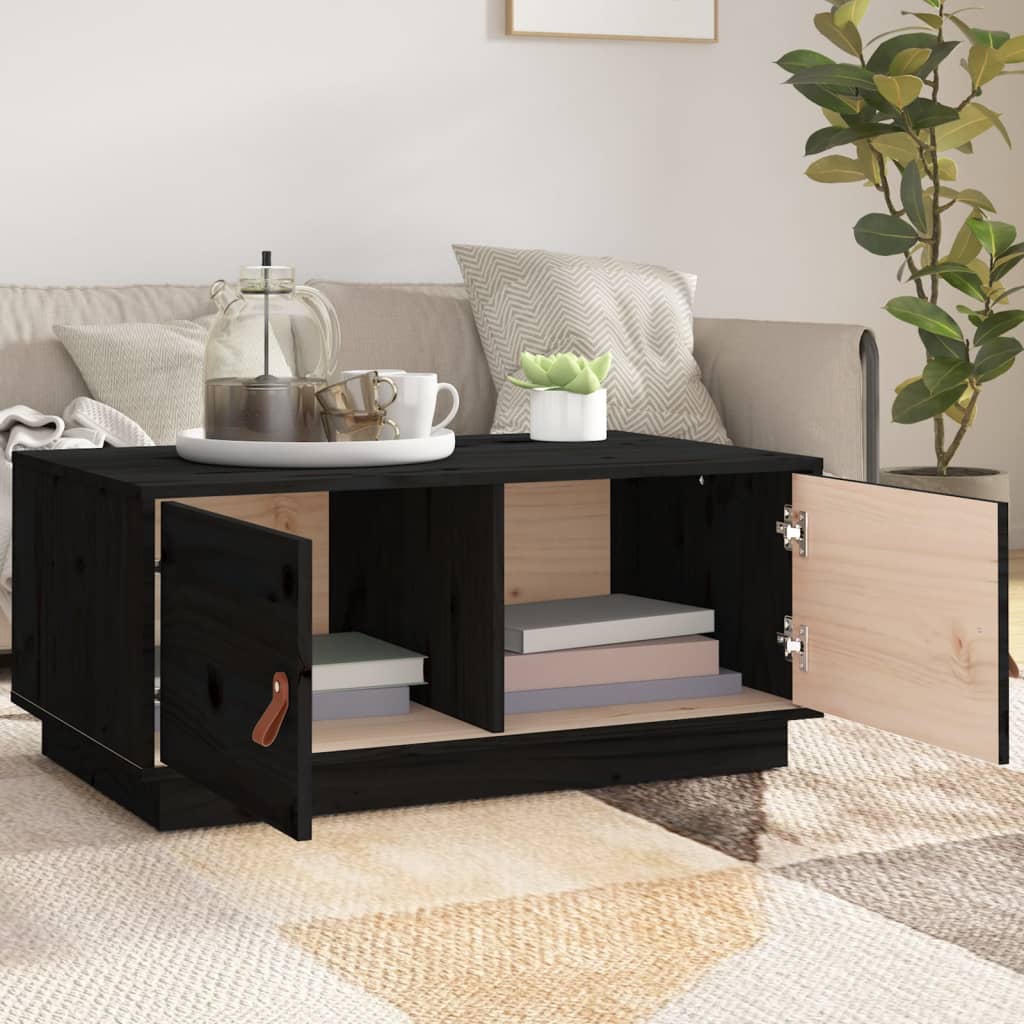 Table basse Noir 80x50x35 cm Bois massif de pin - XIOS