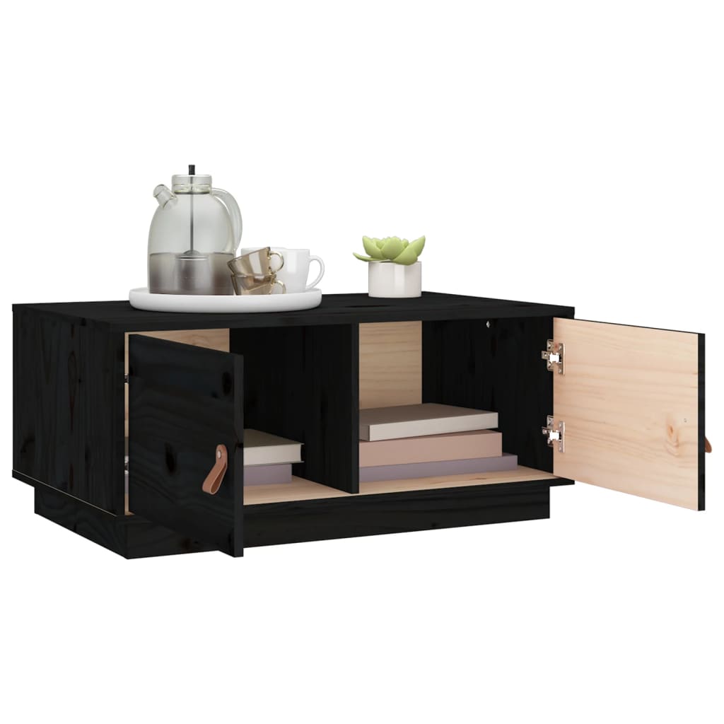 Table basse Noir 80x50x35 cm Bois massif de pin - XIOS