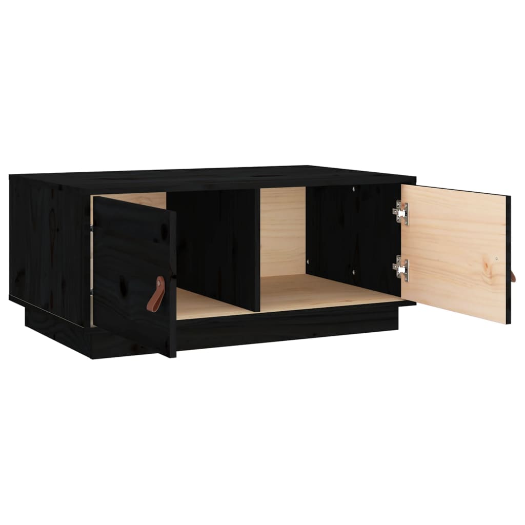 Table basse Noir 80x50x35 cm Bois massif de pin - XIOS