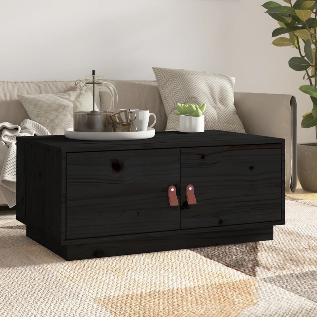 Table basse Noir 80x50x35 cm Bois massif de pin - XIOS