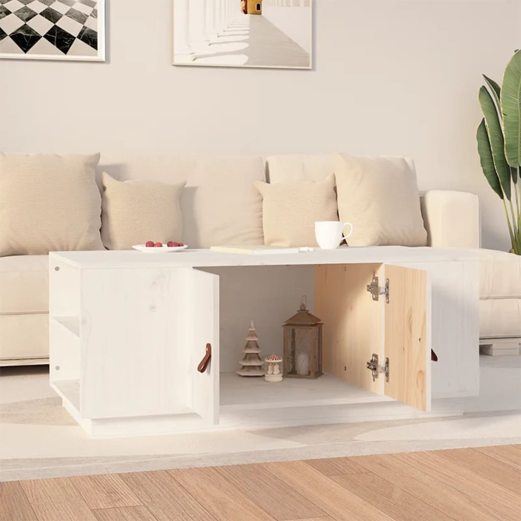 Table basse Blanc 100x50x41 cm Bois massif de pin - XIOS