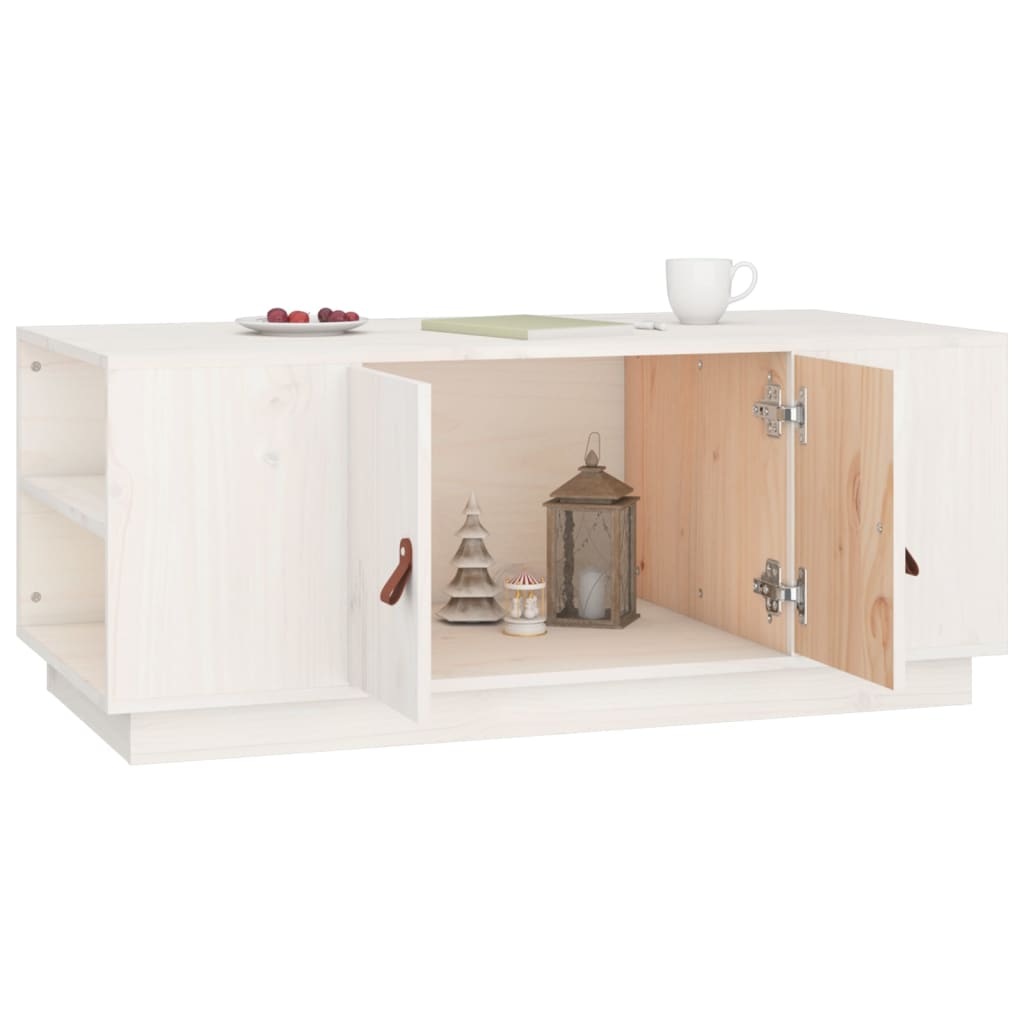 Table basse Blanc 100x50x41 cm Bois massif de pin - XIOS