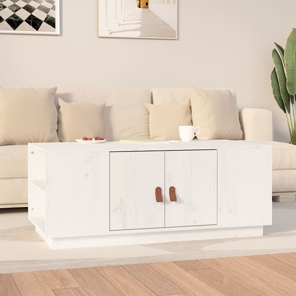 Table basse Blanc 100x50x41 cm Bois massif de pin - XIOS