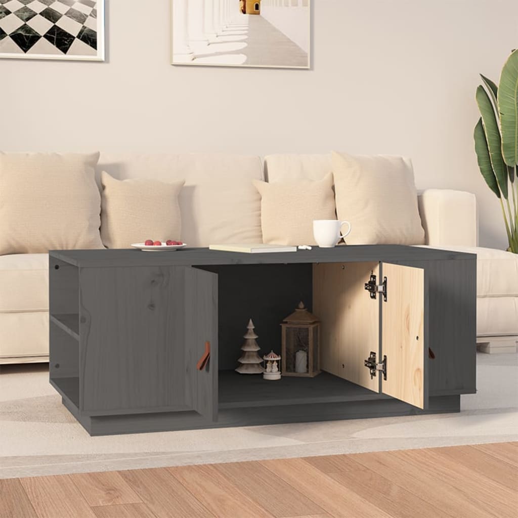 Table basse Gris 100x50x41 cm Bois massif de pin - XIOS