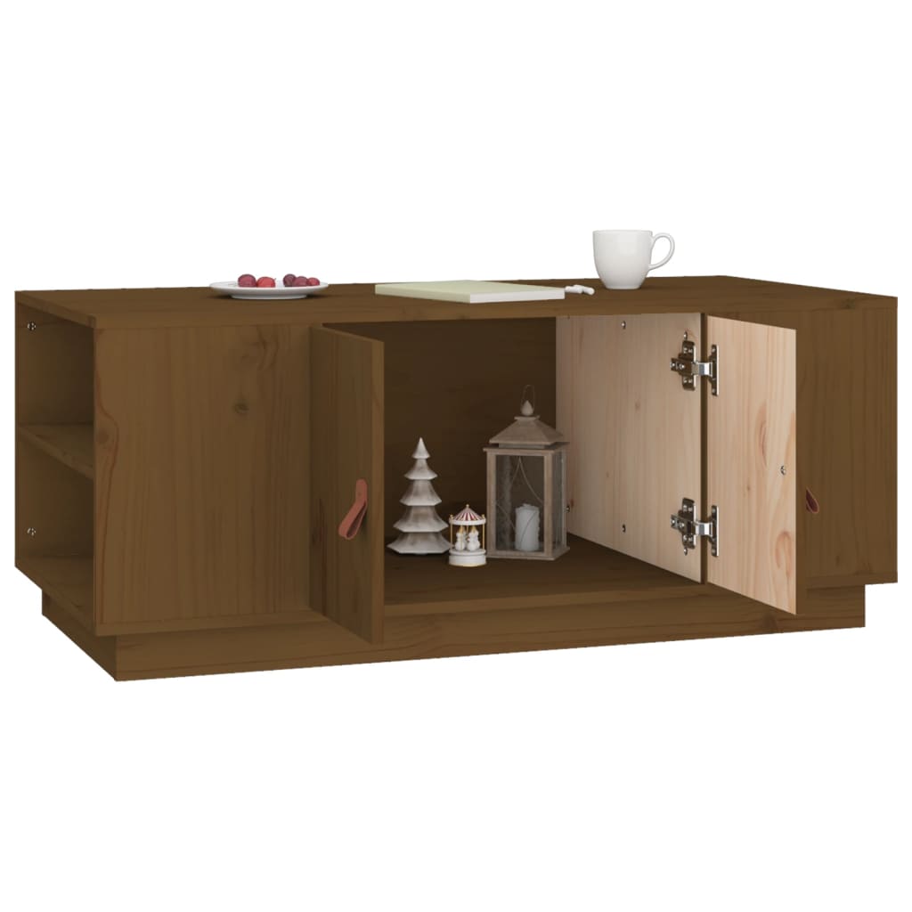 Table basse Marron miel 100x50x41 cm Bois massif de pin - XIOS