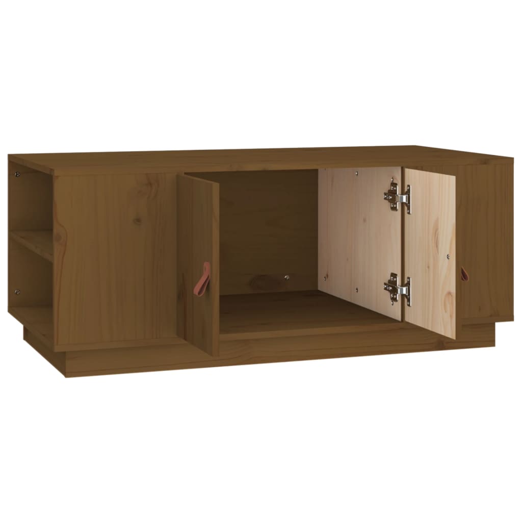 Table basse Marron miel 100x50x41 cm Bois massif de pin - XIOS