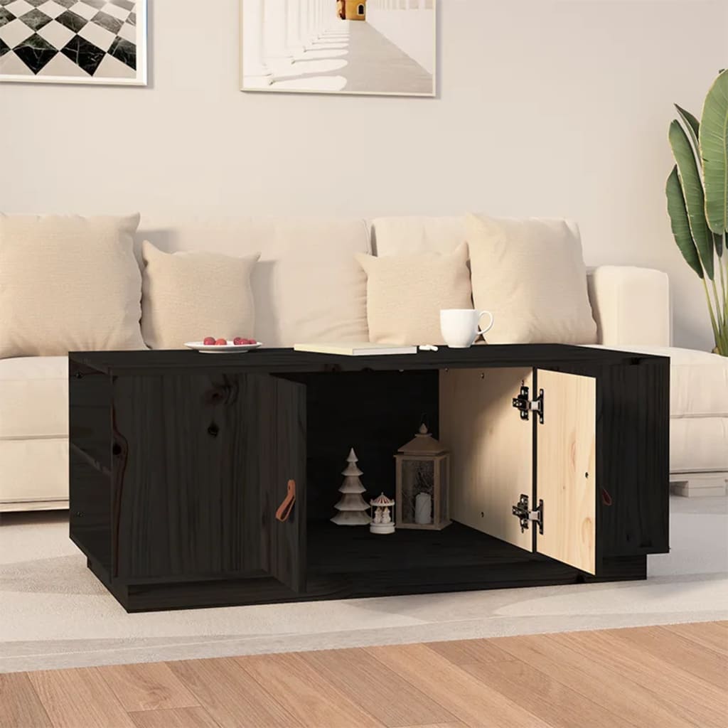 Table basse Noir 100x50x41 cm Bois massif de pin - XIOS