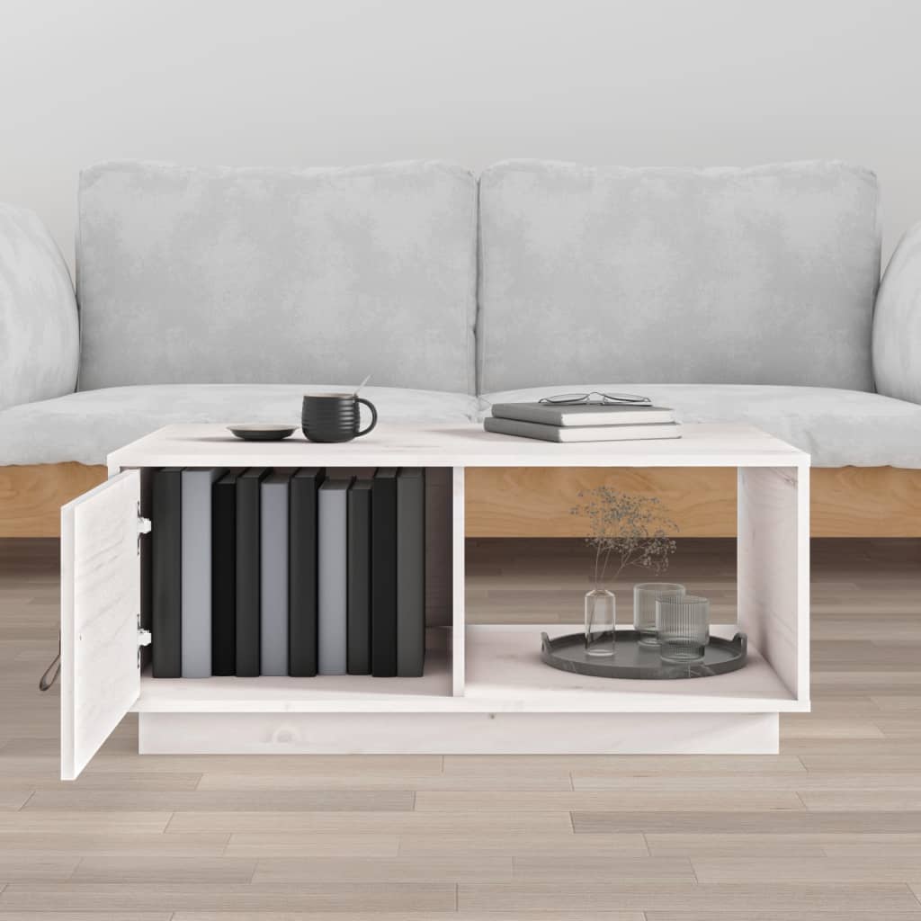 Table basse Blanc 80x50x35,5 cm Bois massif de pin - XIOS