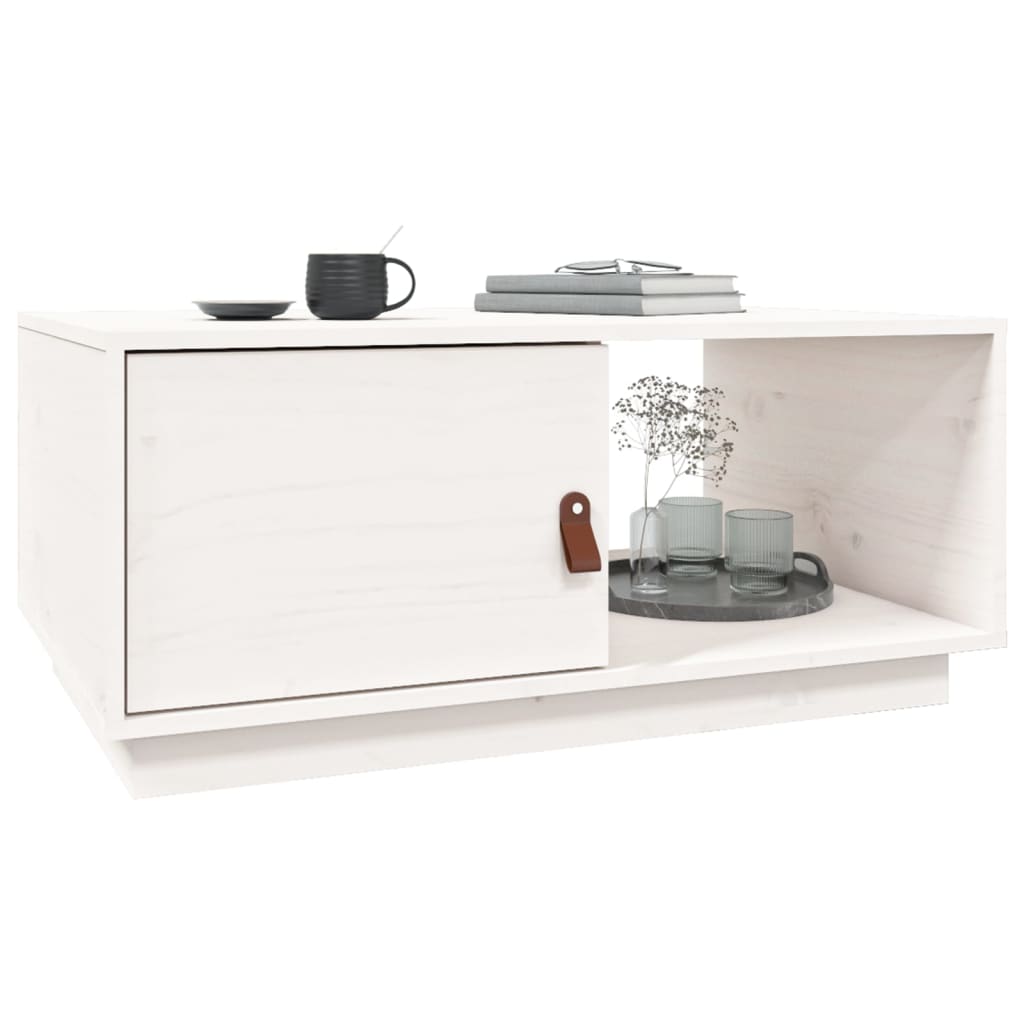 Table basse Blanc 80x50x35,5 cm Bois massif de pin - XIOS