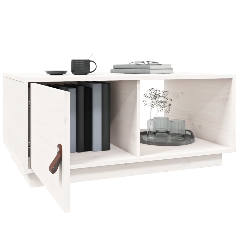 Table basse Blanc 80x50x35,5 cm Bois massif de pin - XIOS